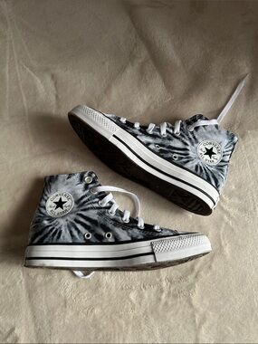 Converse Black & White Tie-Dye High Top Sneakers W6 M4 NWT